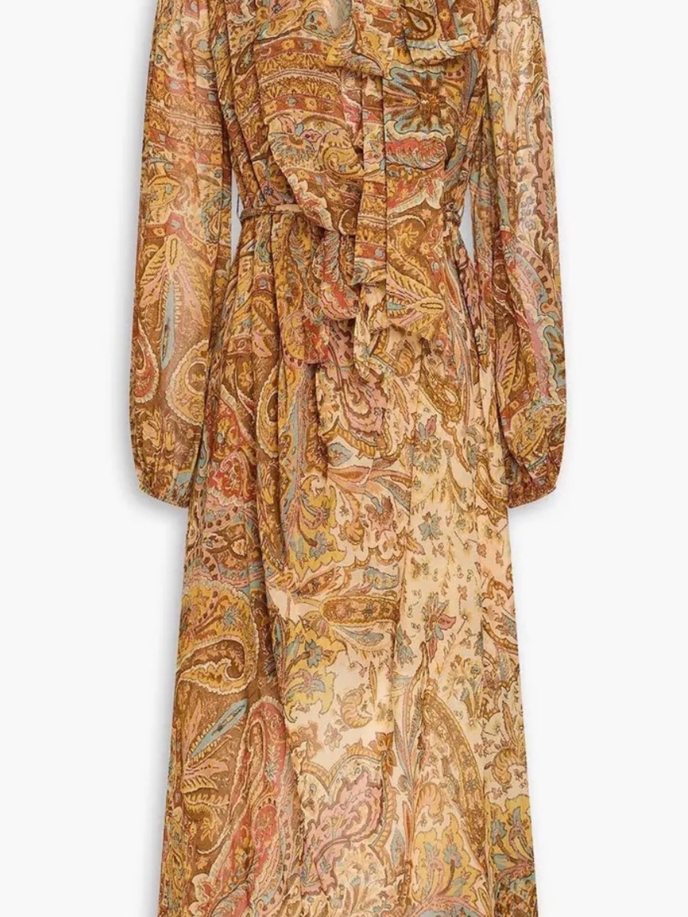 Zimmerman Paisley Ruffle Tie-Waist Long Sleeve Maxi Dress — Brand new with tags